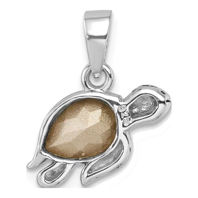 Sterling Silver Crystal Swimming Turtle Pendant – view 4