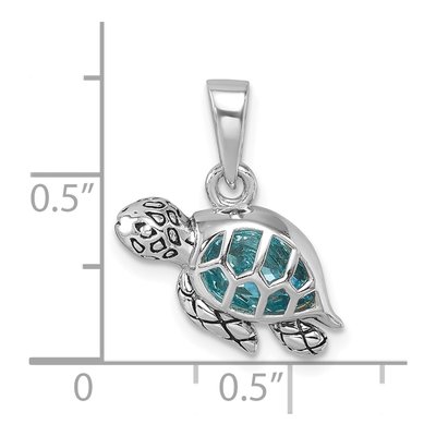 Sterling Silver Crystal Swimming Turtle Pendant – view 6