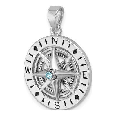Sterling Silver Crystal Compass Pendant – view 5