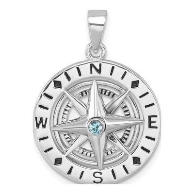 Sterling Silver Crystal Compass Pendant