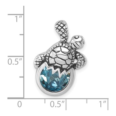 Sterling Silver Crystal Hatching Turtle Pendant – view 6