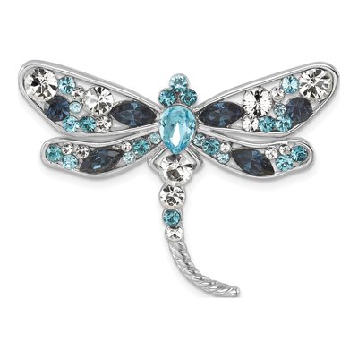 Sterling Silver Crystal Dragonfly Slide Pendant