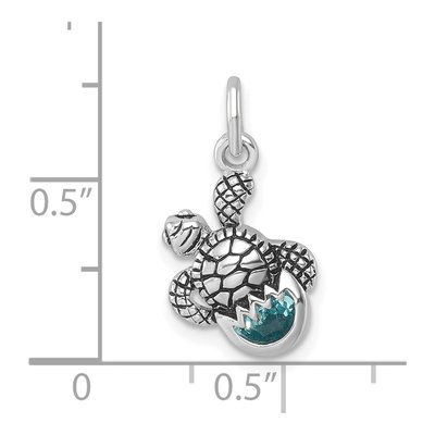 Sterling Silver Crystal Hatching Turtle Pendant – view 6