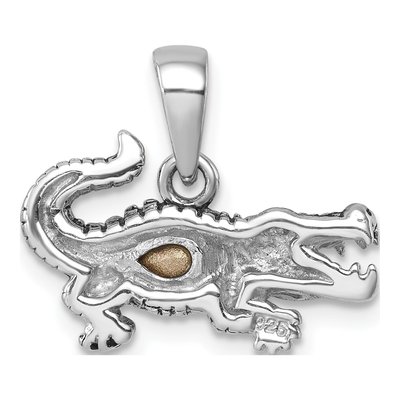 Sterling Silver Crystal Alligator Pendant – view 4