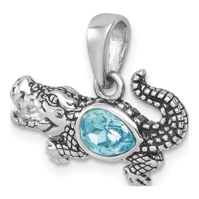 Sterling Silver Crystal Alligator Pendant – view 5