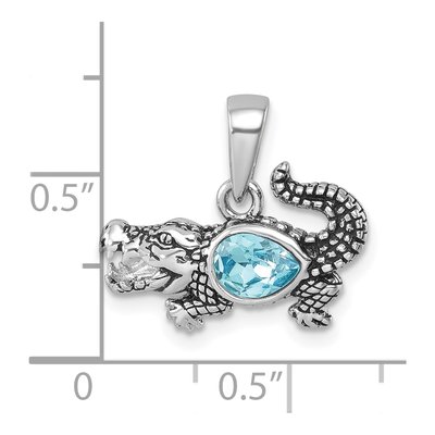 Sterling Silver Crystal Alligator Pendant – view 6