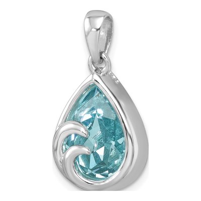 Sterling Silver Crystal Wave Tear Drop Pendant – view 5