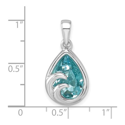 Sterling Silver Crystal Wave Tear Drop Pendant – view 6