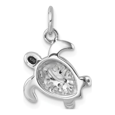 Sterling Silver Tiny Turtle Flower Pendant – view 4