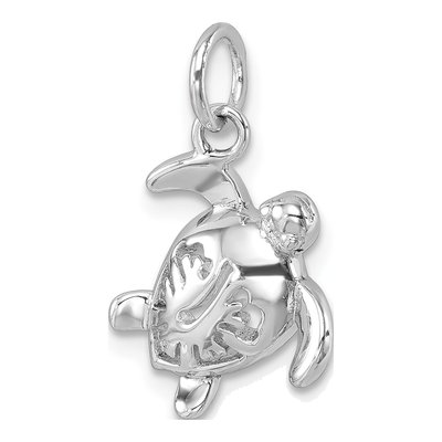 Sterling Silver Tiny Turtle Flower Pendant – view 5