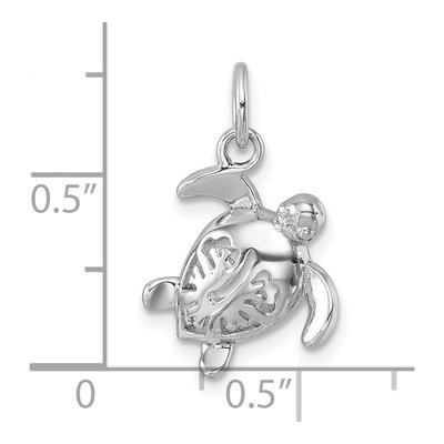 Sterling Silver Tiny Turtle Flower Pendant – view 6