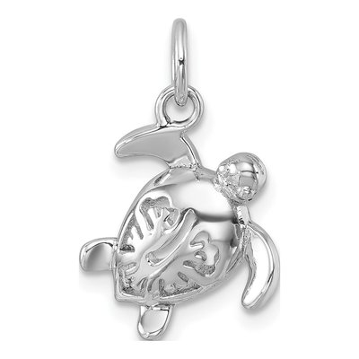 Sterling Silver Tiny Turtle Flower Pendant