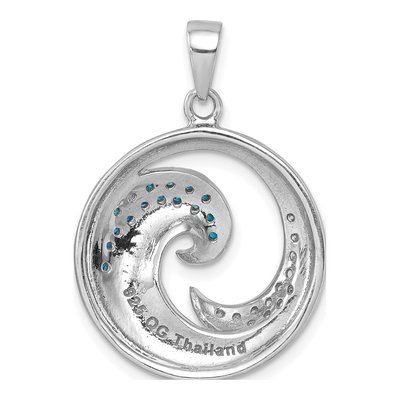 Sterling Silver CZ Wave Pendant – view 4