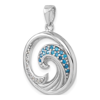 Sterling Silver CZ Wave Pendant – view 5