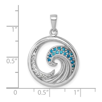 Sterling Silver CZ Wave Pendant – view 6