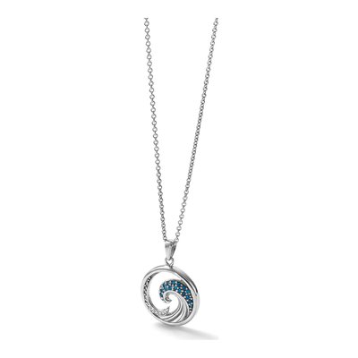 Sterling Silver CZ Wave Pendant – view 8