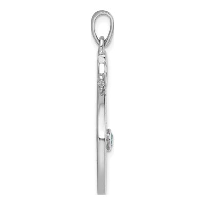 Sterling Silver CZ Compass Anchor Pendant – view 3