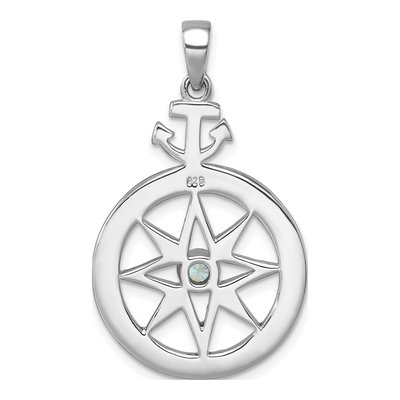 Sterling Silver CZ Compass Anchor Pendant – view 4