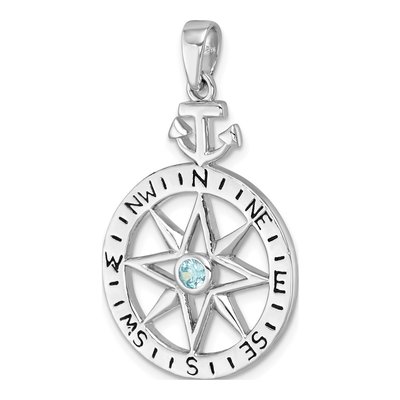 Sterling Silver CZ Compass Anchor Pendant – view 5
