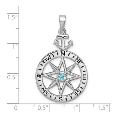 Sterling Silver CZ Compass Anchor Pendant – view 6
