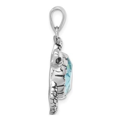 Sterling Silver Crystal Turtle Pendant – view 3