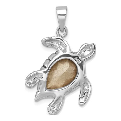 Sterling Silver Crystal Turtle Pendant – view 4