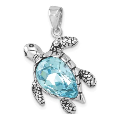 Sterling Silver Crystal Turtle Pendant – view 5