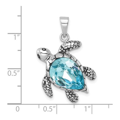 Sterling Silver Crystal Turtle Pendant – view 6