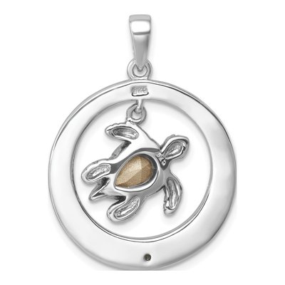 Sterling Silver Crystal Turtle Pendant – view 4