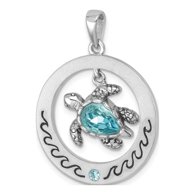 Sterling Silver Crystal Turtle Pendant – view 5