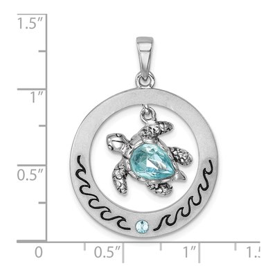 Sterling Silver Crystal Turtle Pendant – view 6