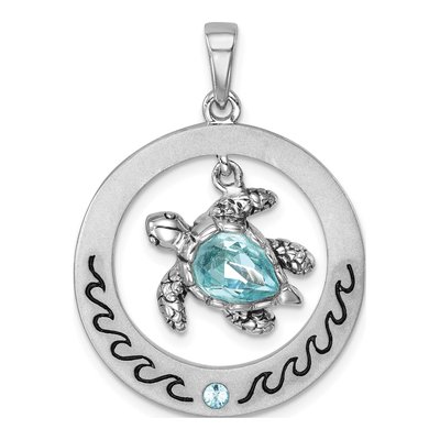 Sterling Silver Crystal Turtle Pendant