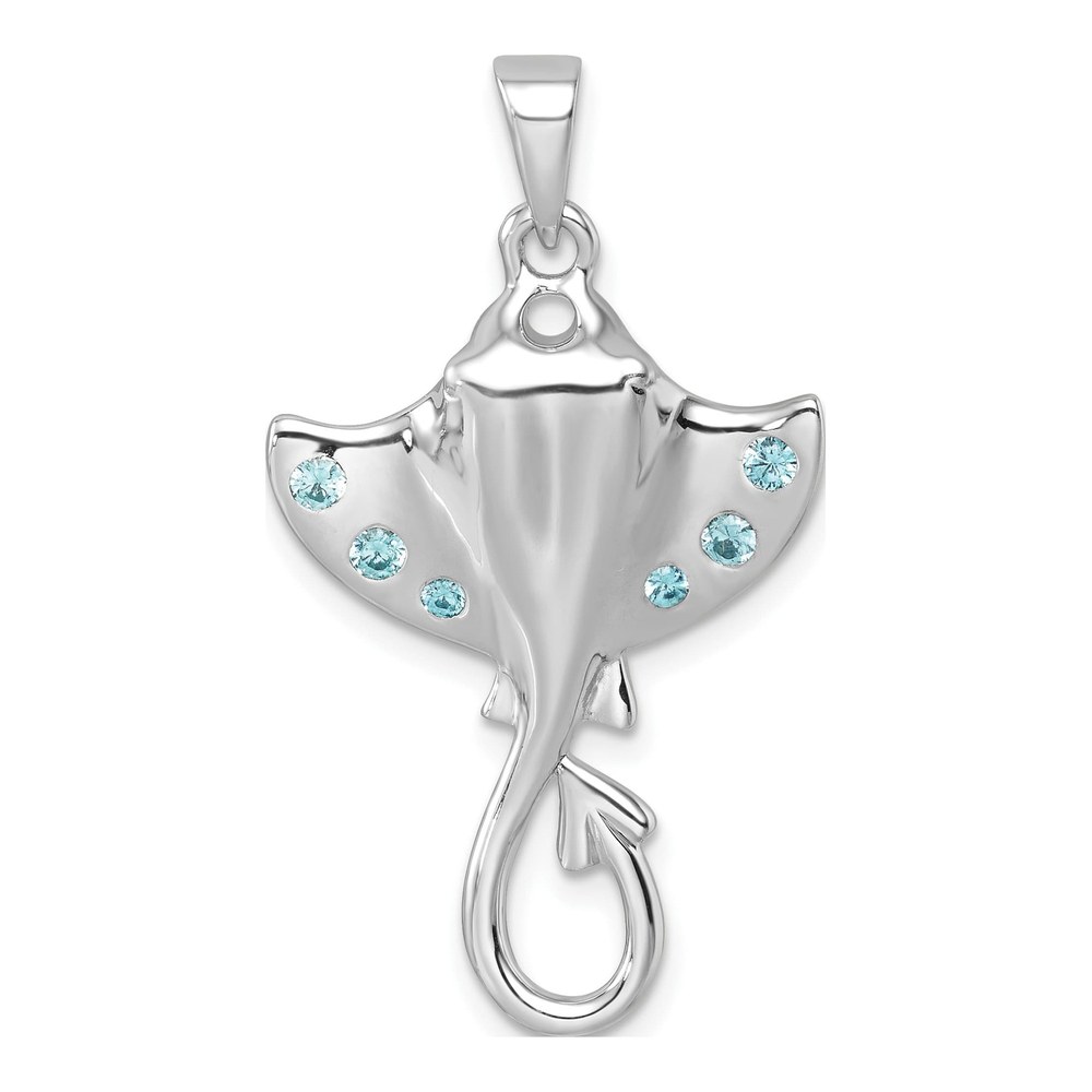 Sterling Silver Rhodium-Plated Polished Cz Sting Ray Pendant