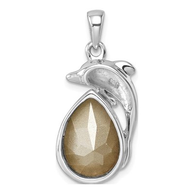 Sterling Silver Crystal Dolphin Pendant – view 4