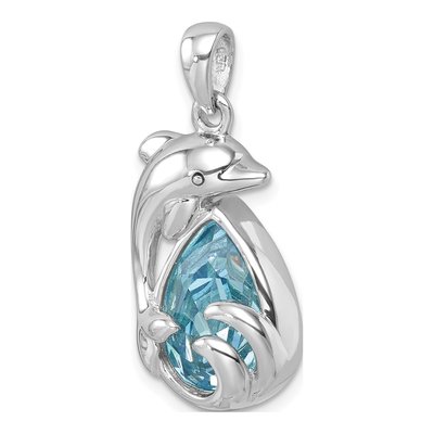 Sterling Silver Crystal Dolphin Pendant – view 5