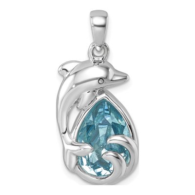 Sterling Silver Crystal Dolphin Pendant