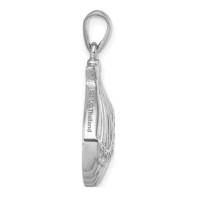 Sterling Silver CZ Scallop Shell Pendant – view 3