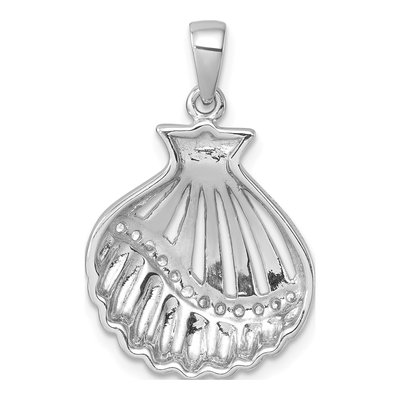 Sterling Silver CZ Scallop Shell Pendant – view 4