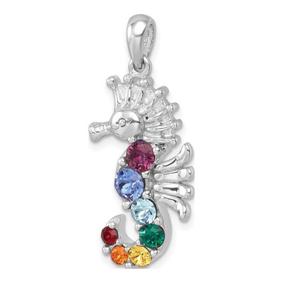 Sterling Silver Crystal Seahorse Pendant – view 5