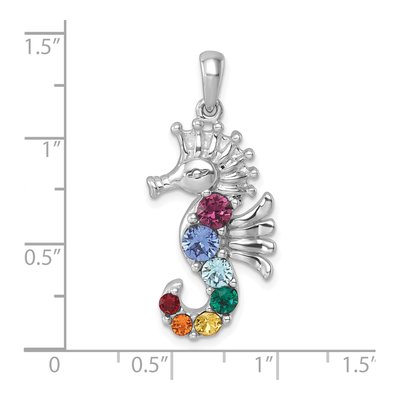 Sterling Silver Crystal Seahorse Pendant – view 6