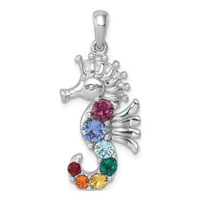 Sterling Silver Crystal Seahorse Pendant