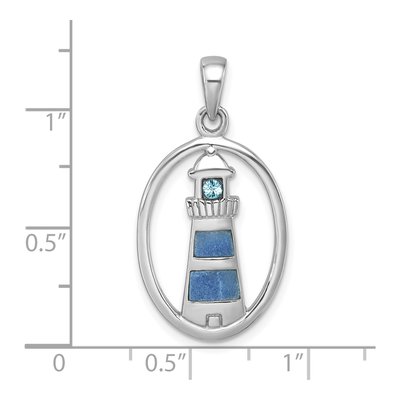 Sterling Silver CZ Aventurine Lighthouse Pendant – view 6