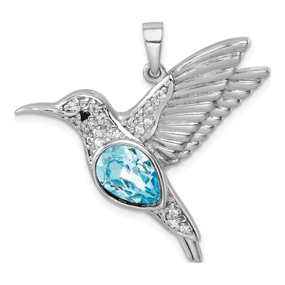 Sterling Silver Crystal Hummingbird Pendant