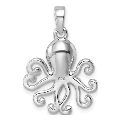 Sterling Silver Crystal Octopus Pendant – view 4