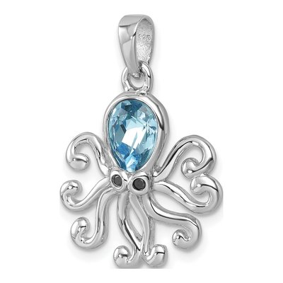 Sterling Silver Crystal Octopus Pendant – view 5
