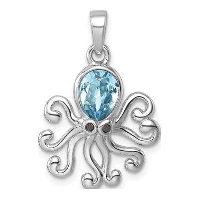 Sterling Silver Crystal Octopus Pendant