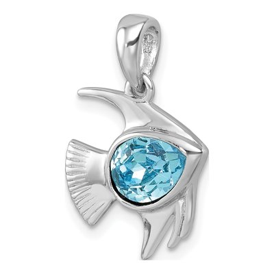 Sterling Silver Crystal Angel Fish Pendant – view 5
