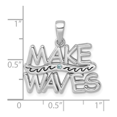 Sterling Silver Crystal Wave Pendant – view 6