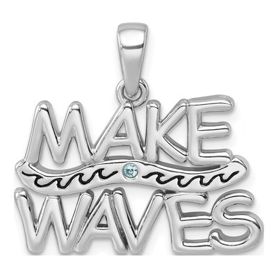 Sterling Silver Crystal Wave Pendant