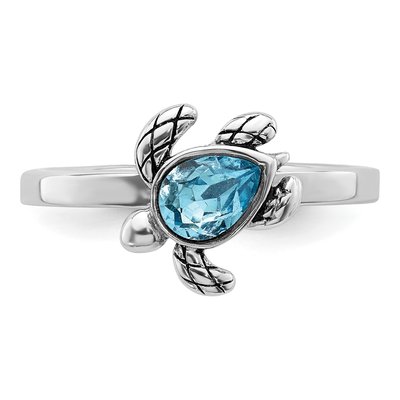 Sterling Silver Crystal Turtle Ring – view 4